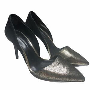 Aerin Black and Gold D'Orsay Heels